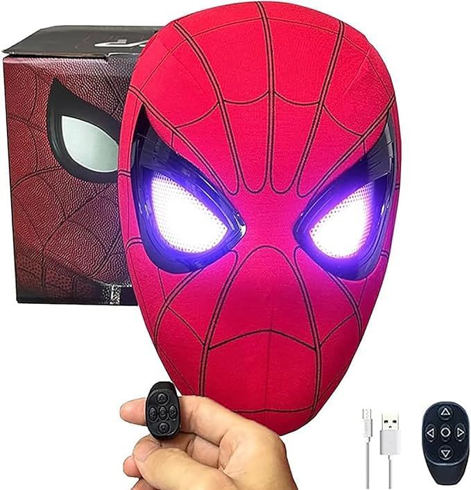 Realistic Spiderman Mask With Blinking Eyes + LED lights