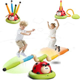 3 In 1 Musical Jump, Ring Toss Game, Stomps &Rocket Launcher for Kids