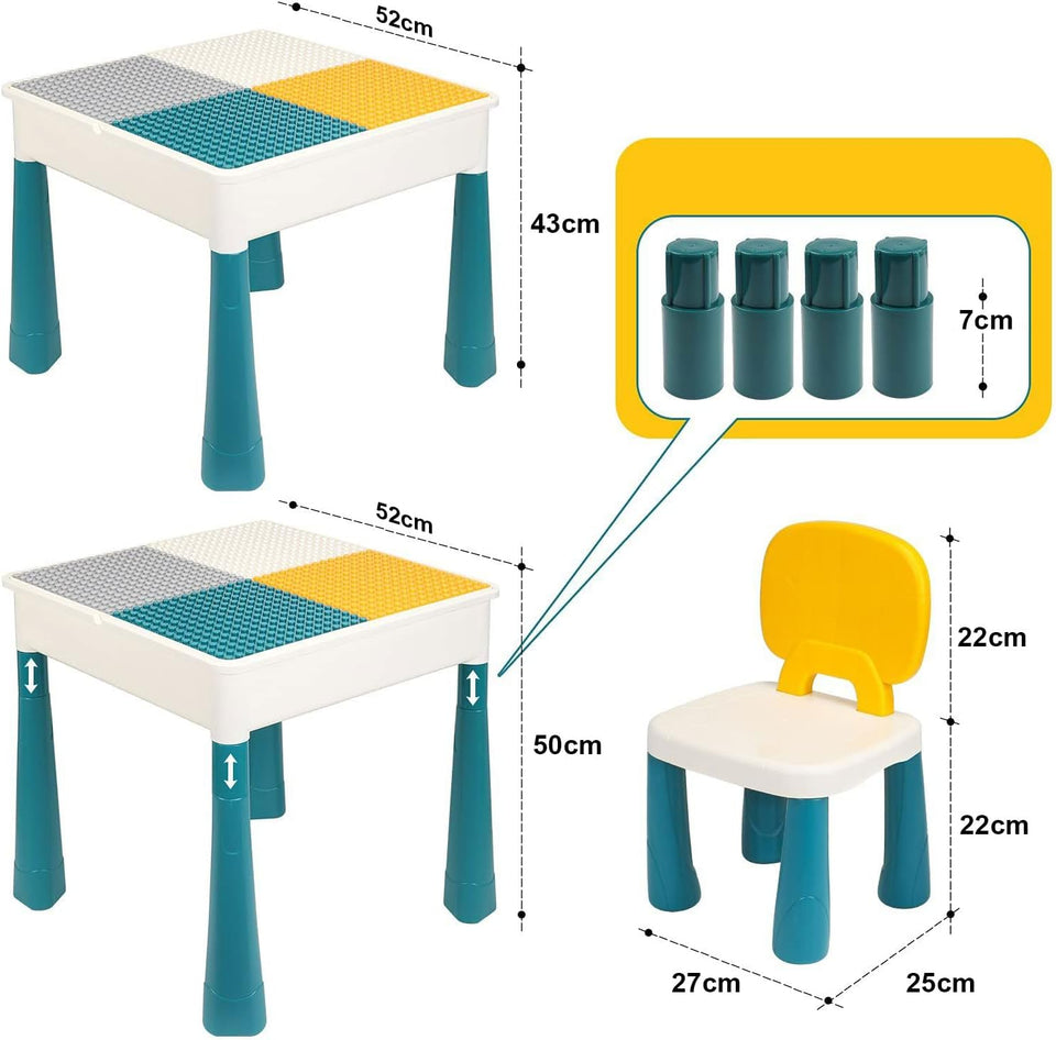 5-in-1 Building Blocks Table Set – Includes 1 Chair & 180+ Blocks Set