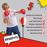 Kids Boxing Trainer Stand + Gloves and Pump (Height-Adjustable)