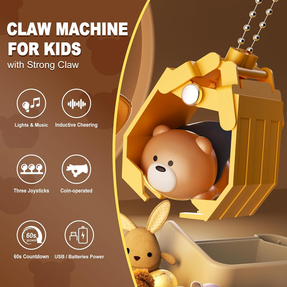 Cute Bear Claw Machine for Kids — 10 dolls, 20 collectibles & 24 coins