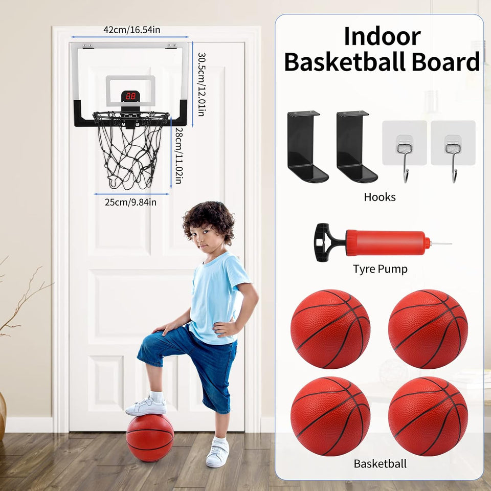Indoor Basketball Hoops Backboard (Goals Counter) + Balls