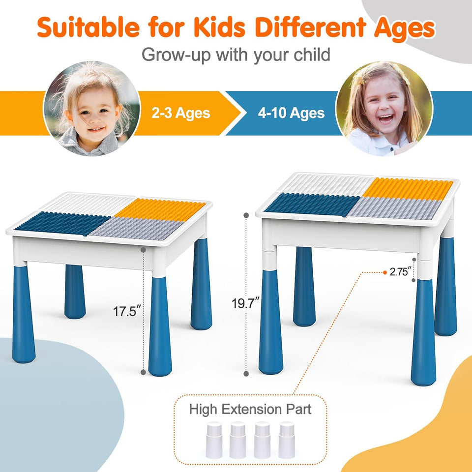 5-in-1 Building Blocks Table Set – Includes 1 Chair & 180+ Blocks Set