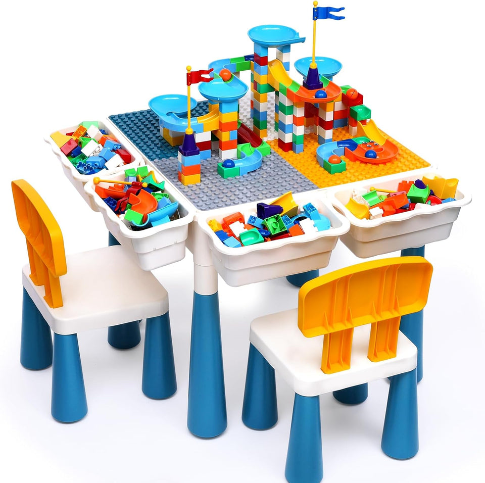 5-in-1 Building Blocks Table Set – Includes 1 Chair & 180+ Blocks Set