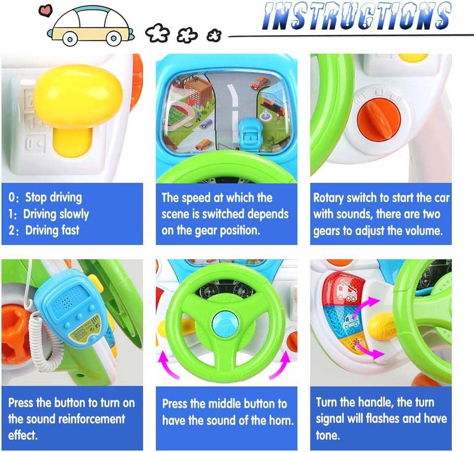 Big Driving Simulator Steering Wheel Playset (8+ Learning Activities)