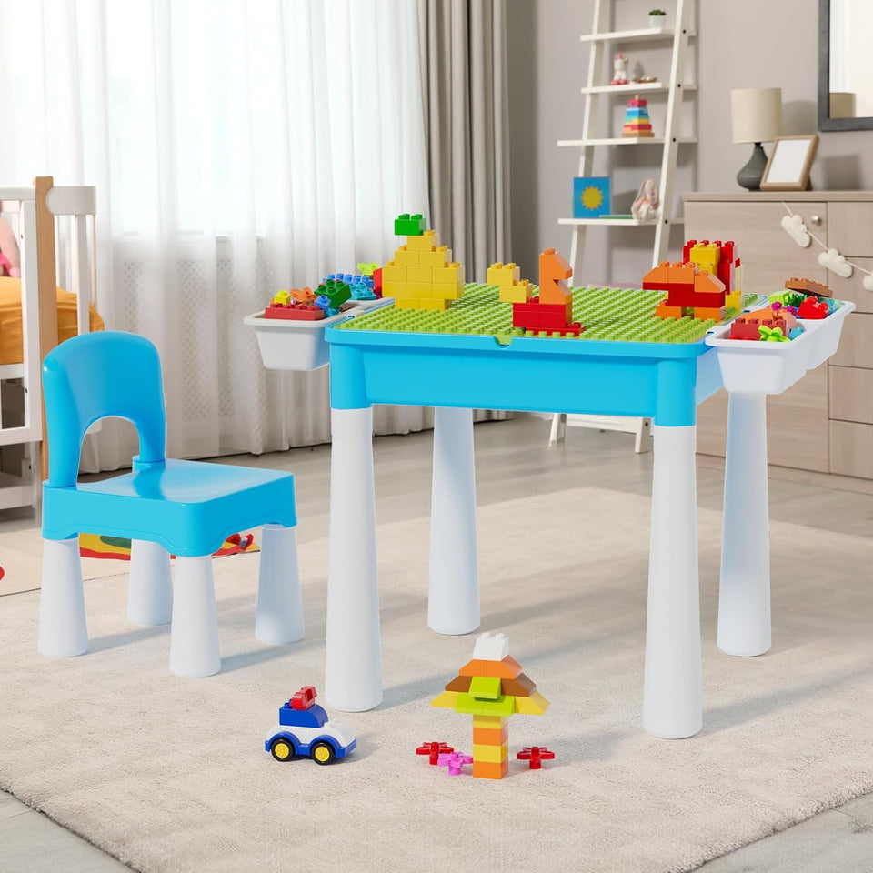 5-in-1 Building Blocks Table Set – Includes 1 Chair & 180+ Blocks Set