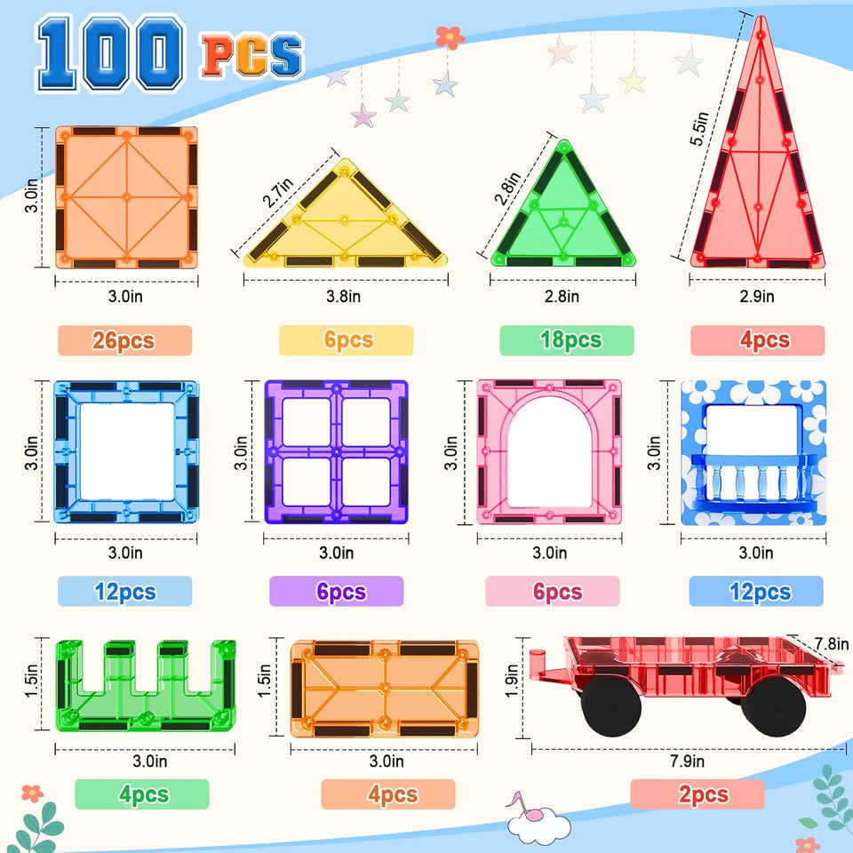 Magnetic Tiles STEM Building Toys Set (100PCS)