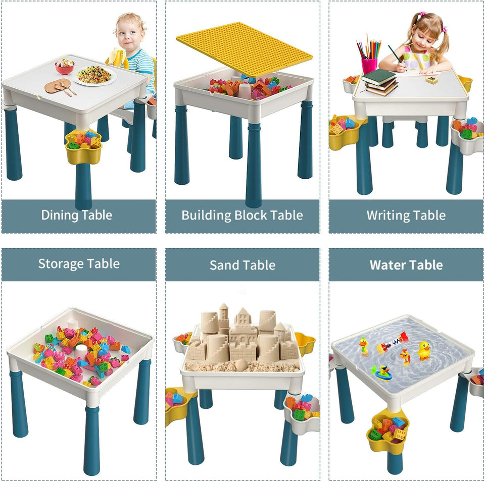 5-in-1 Building Blocks Table Set – Includes 1 Chair & 180+ Blocks Set