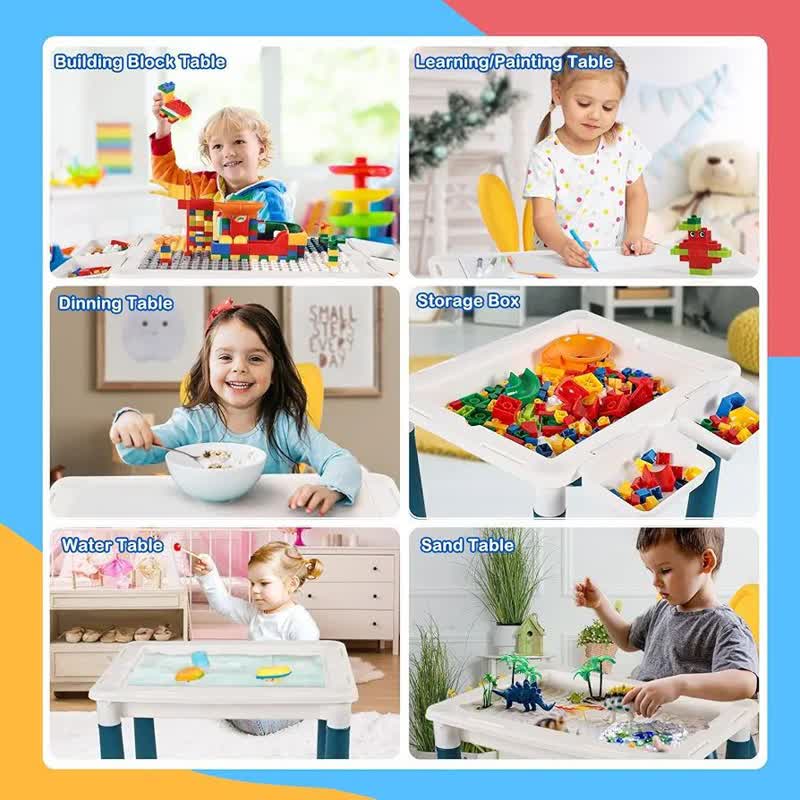 5-in-1 Building Blocks Table Set – Includes 1 Chair & 180+ Blocks Set