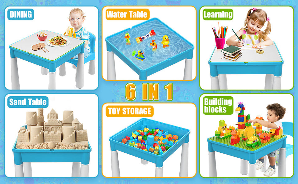 5-in-1 Building Blocks Table Set – Includes 1 Chair & 180+ Blocks Set
