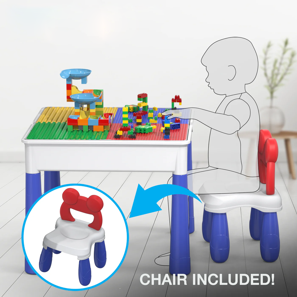 5-in-1 Building Blocks Table Set – Includes 1 Chair & 180+ Blocks Set